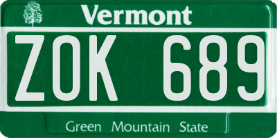 VT license plate ZOK689