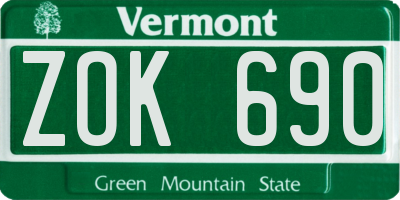 VT license plate ZOK690