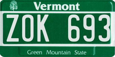 VT license plate ZOK693