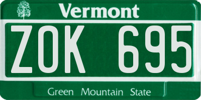 VT license plate ZOK695
