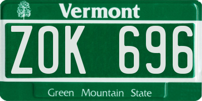 VT license plate ZOK696