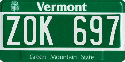 VT license plate ZOK697