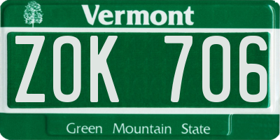VT license plate ZOK706