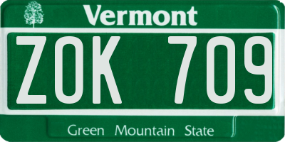 VT license plate ZOK709