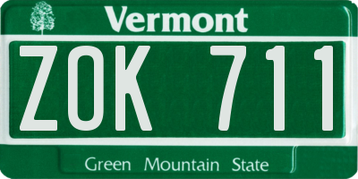 VT license plate ZOK711