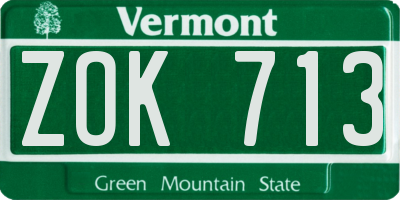 VT license plate ZOK713