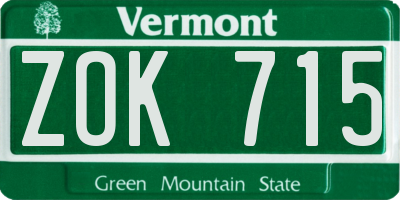 VT license plate ZOK715