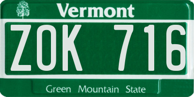 VT license plate ZOK716
