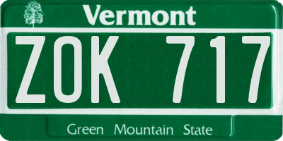 VT license plate ZOK717