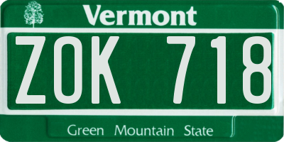 VT license plate ZOK718