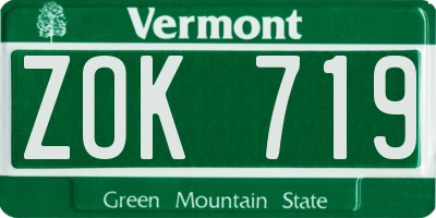VT license plate ZOK719