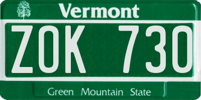 VT license plate ZOK730