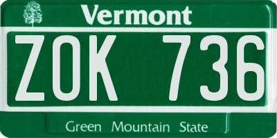 VT license plate ZOK736
