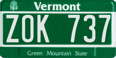 VT license plate ZOK737