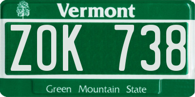 VT license plate ZOK738