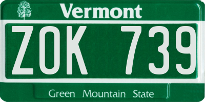 VT license plate ZOK739