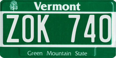 VT license plate ZOK740