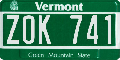 VT license plate ZOK741