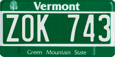 VT license plate ZOK743