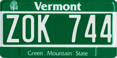 VT license plate ZOK744