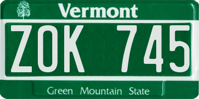 VT license plate ZOK745
