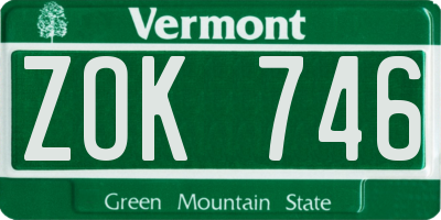 VT license plate ZOK746