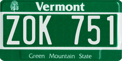 VT license plate ZOK751