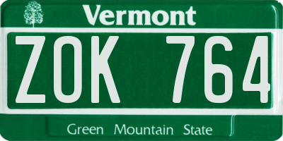 VT license plate ZOK764