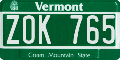 VT license plate ZOK765