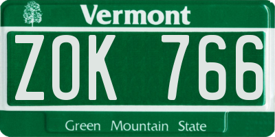 VT license plate ZOK766