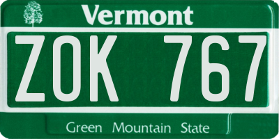VT license plate ZOK767