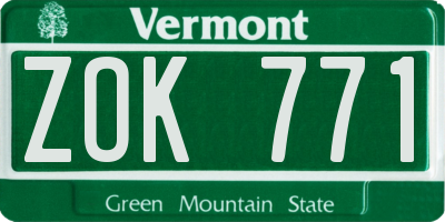 VT license plate ZOK771