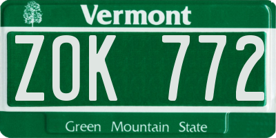 VT license plate ZOK772