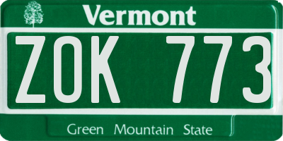VT license plate ZOK773