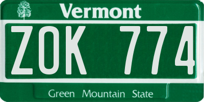 VT license plate ZOK774