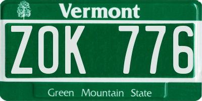 VT license plate ZOK776