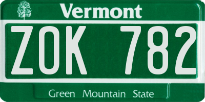 VT license plate ZOK782