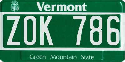 VT license plate ZOK786