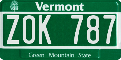 VT license plate ZOK787