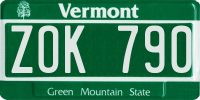 VT license plate ZOK790