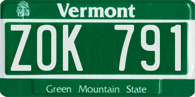 VT license plate ZOK791