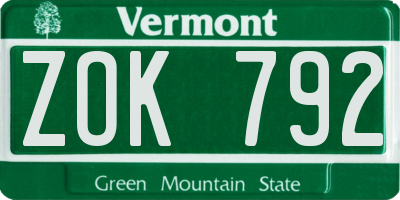 VT license plate ZOK792