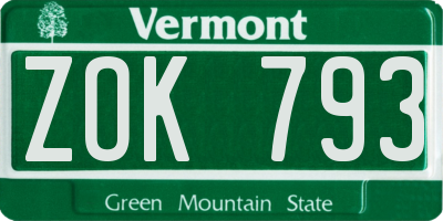 VT license plate ZOK793