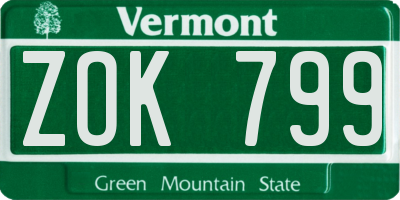 VT license plate ZOK799