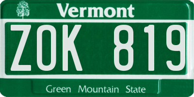 VT license plate ZOK819