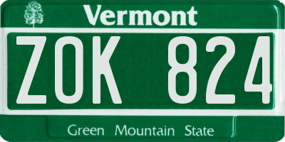 VT license plate ZOK824
