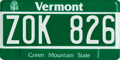 VT license plate ZOK826