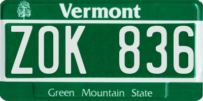 VT license plate ZOK836