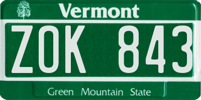 VT license plate ZOK843