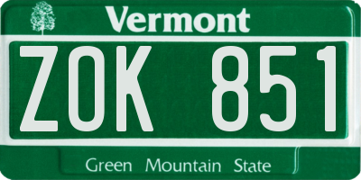 VT license plate ZOK851